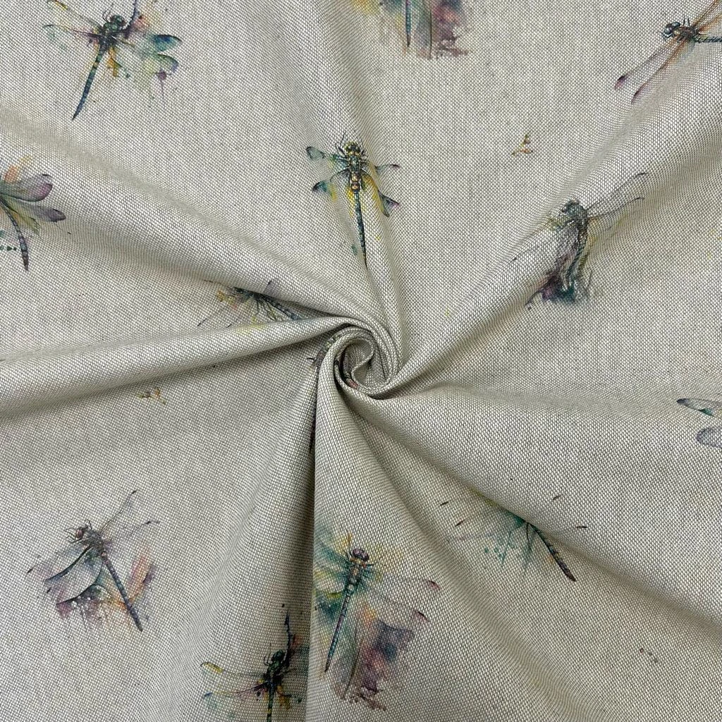 Dragonflies Digital Linen Look Polycotton Fabric 1 Dragonflies Digital Linen Look Polycotton Fabric