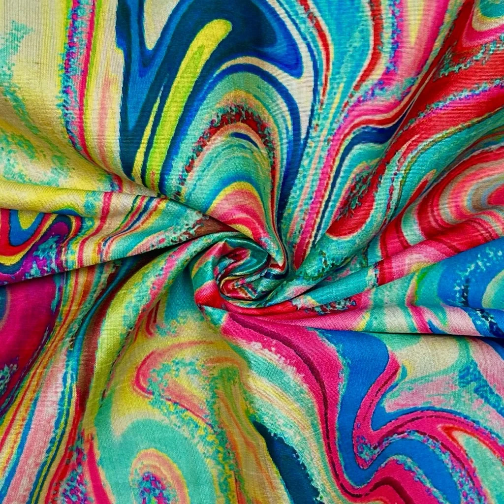 Colourful Marble Faux Silk Fabric 3 Colourful Marble Faux Silk Fabric - Image 3