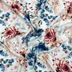 Floral Elegance On White Viscose Challis Fabric -Ernst Fabric Store 7854E2C4 A6EE 4E82 93F1 0C79C2394B23