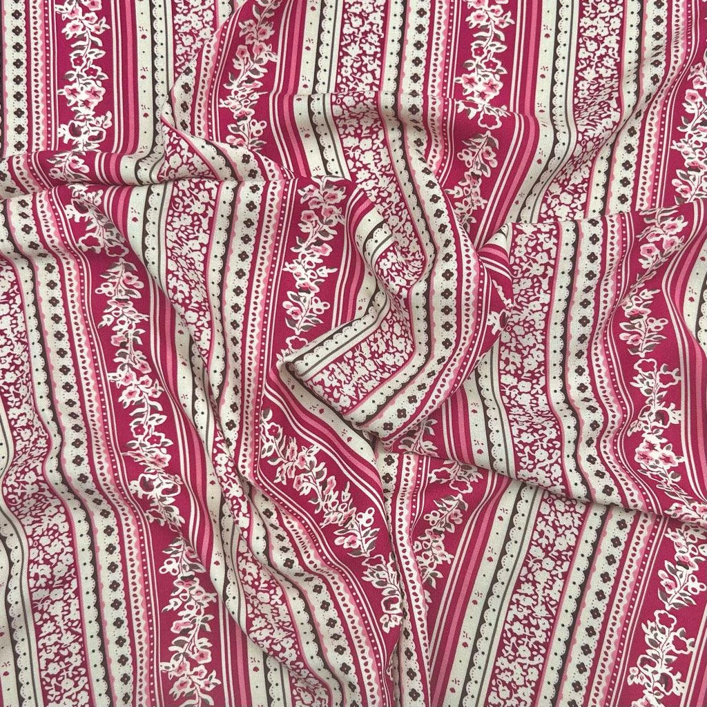 Floral Stripes Viscose Challis Fabric 4 Floral Stripes Viscose Challis Fabric - Image 4