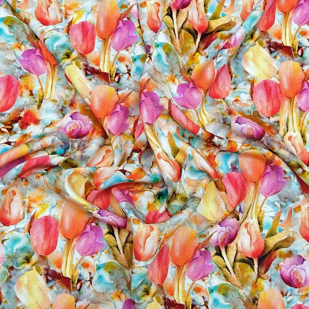 Tulip Garden Viscose Challis Fabric 3 Tulip Garden Viscose Challis Fabric - Image 3