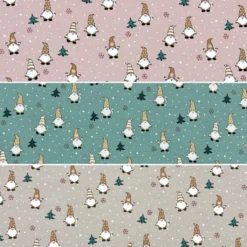Christmas Gnomes Cotton Jersey Fabric