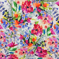 Blooming Rainbow Viscose Satin Fabric