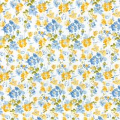 Blue And Yellow Blossom Double Gauze Fabric