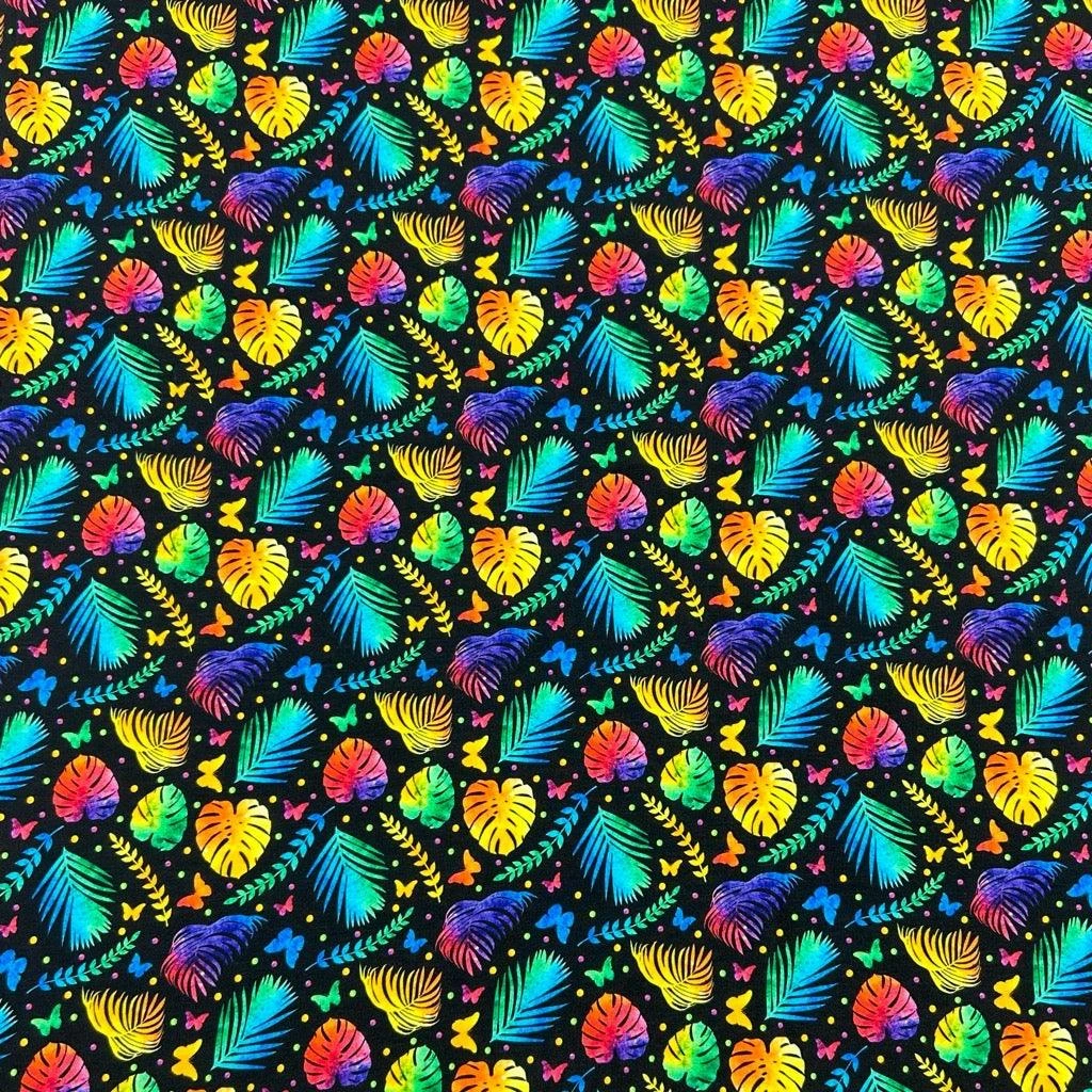 Leaves And Butterflies Bamboo Jersey Fabric 1 Leaves And Butterflies Bamboo Jersey Fabric