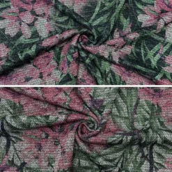 Pink Flowers Lurex Jersey Fabric