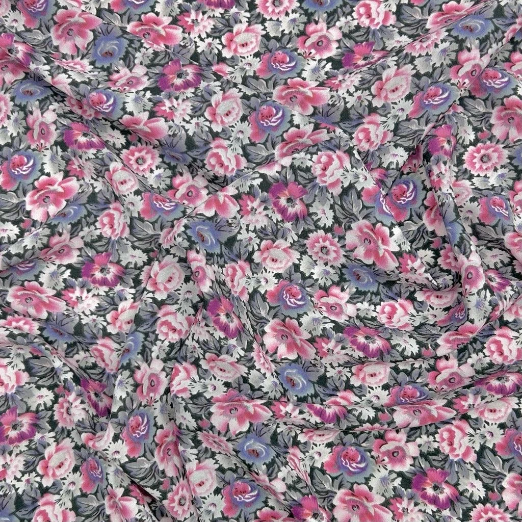 Pink And Purple Floral Crepe Fabric 3 Pink And Purple Floral Crepe Fabric - Image 3