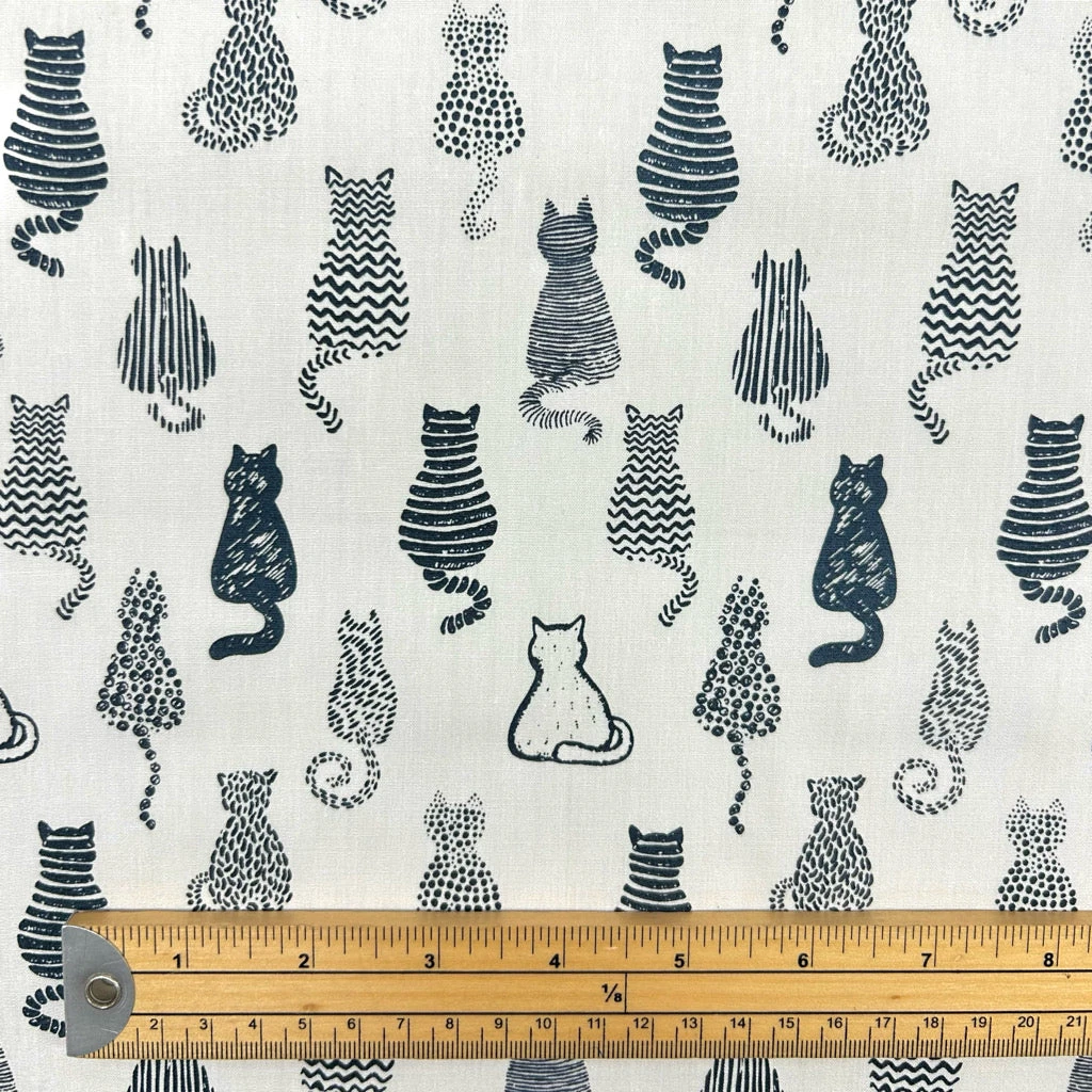 Striped Cats Rose & Hubble Cotton Poplin Fabric 2 Striped Cats Rose & Hubble Cotton Poplin Fabric - Image 2