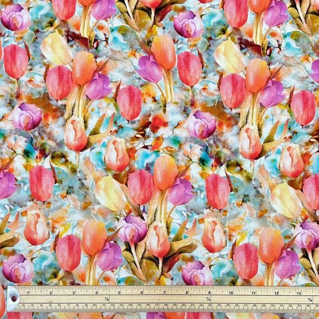 Tulip Garden Viscose Challis Fabric 2 Tulip Garden Viscose Challis Fabric - Image 2