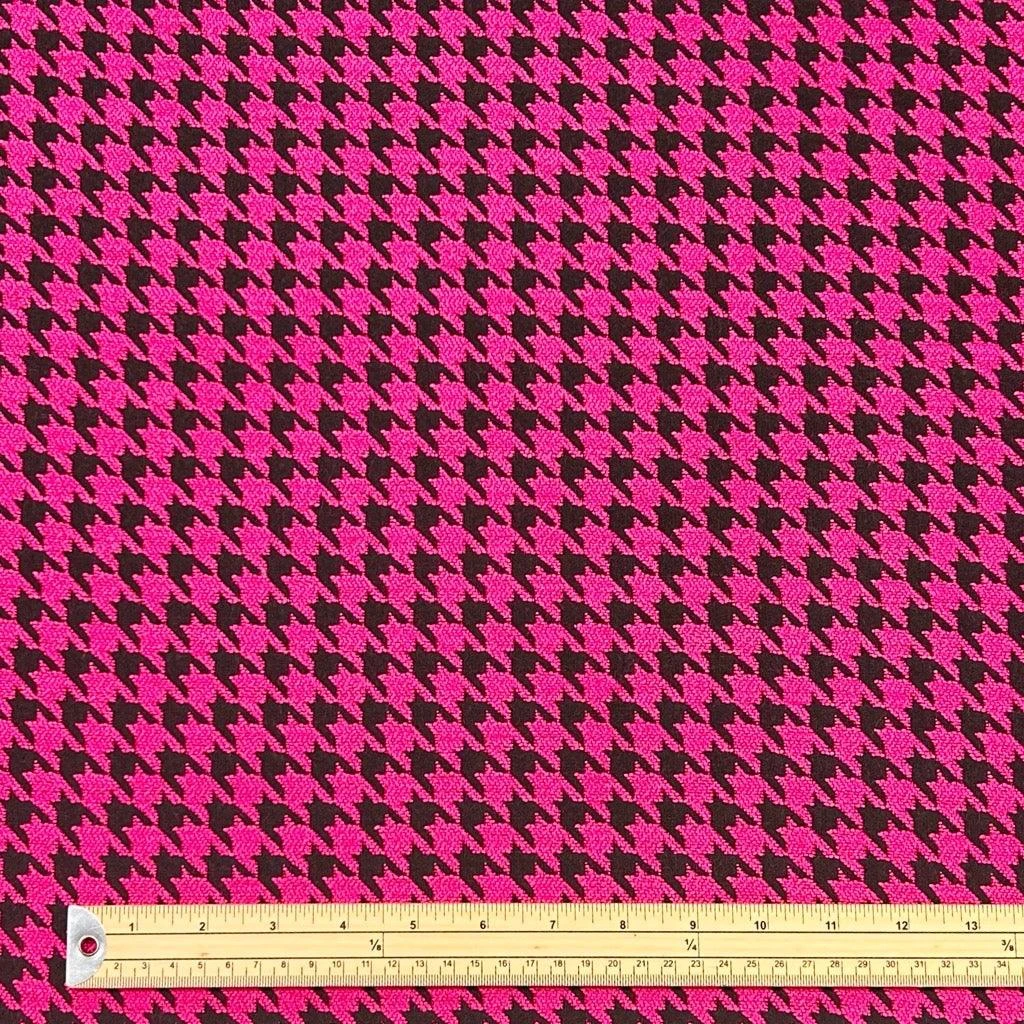 Hot Pink And Black Houndstooth Coating Fabric 2 Hot Pink And Black Houndstooth Coating Fabric - Image 2
