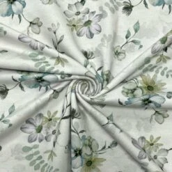 Flower Haven On White Organic Cotton Jersey Fabric -Ernst Fabric Store 88B0A703 6316 400E B572 0849DC8A9061
