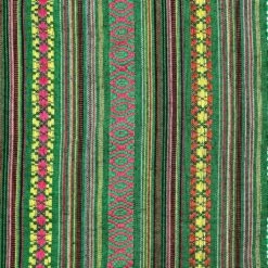 Green Stripes Tribal Print Recycled Jacquard Fabric