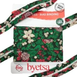Holly & Flowers Cotton Bias Binding Tape - 5 Metres -Ernst Fabric Store 96
