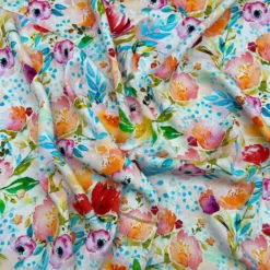 Painted Flowers On White Viscose Twill Fabric 5 Painted Flowers On White Viscose Twill Fabric -Ernst Fabric Store 971035AF 2CE7 491A 9630 F35B12E64CFA