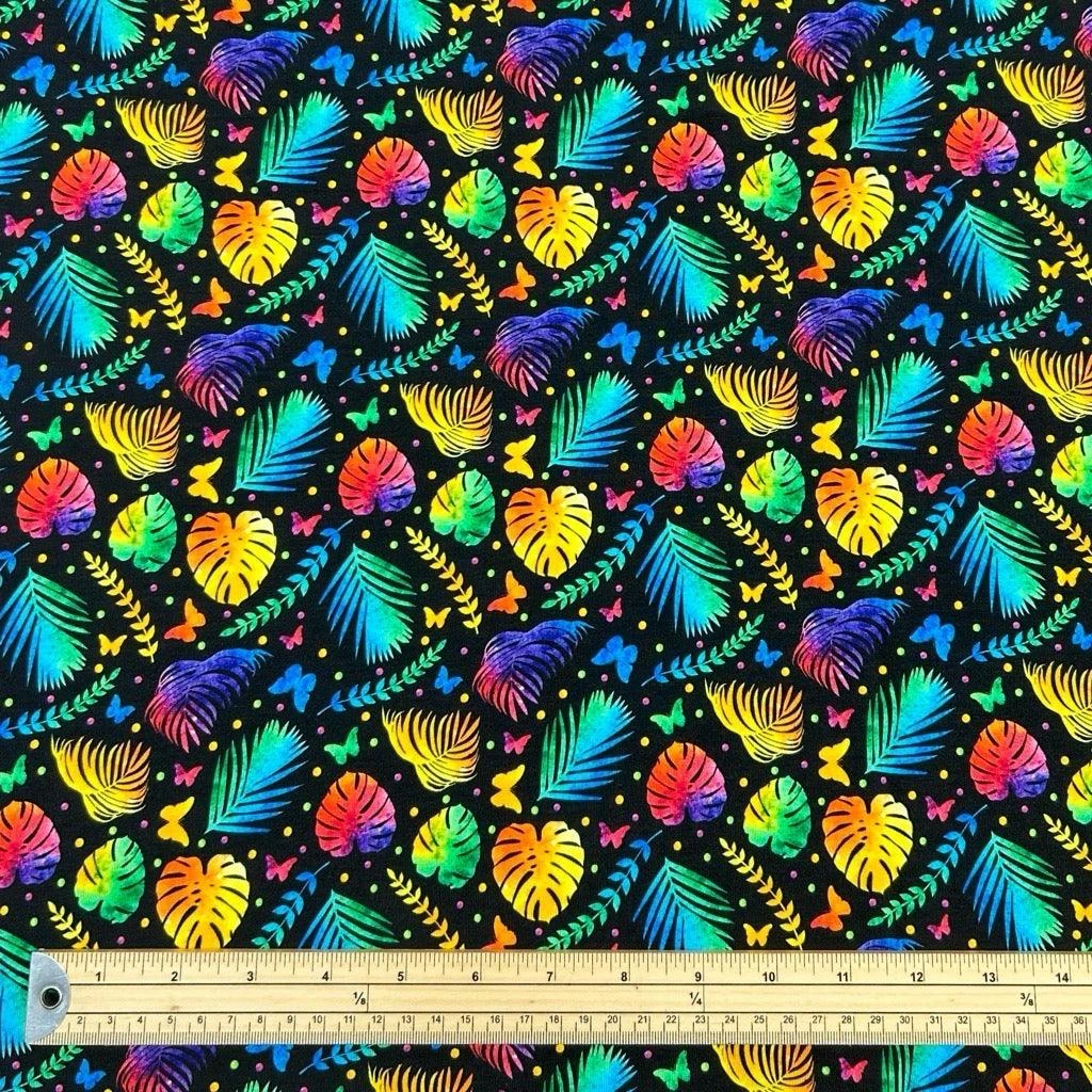 Leaves And Butterflies Bamboo Jersey Fabric 2 Leaves And Butterflies Bamboo Jersey Fabric - Image 2