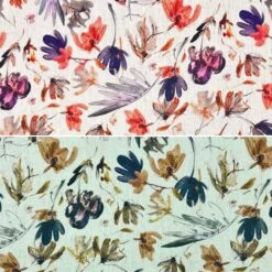 Watercolour Floral Linen Viscose Fabric