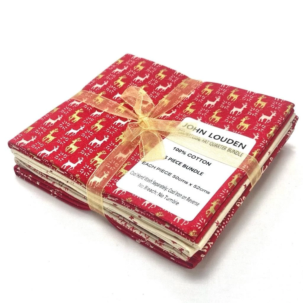 Red/Natural Fat Quarter Christmas Bundle - No.25 1 Red/Natural Fat Quarter Christmas Bundle - No.25