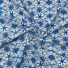 1 Blue/Red Abstract Floral On White Lycra Spandex Fabric