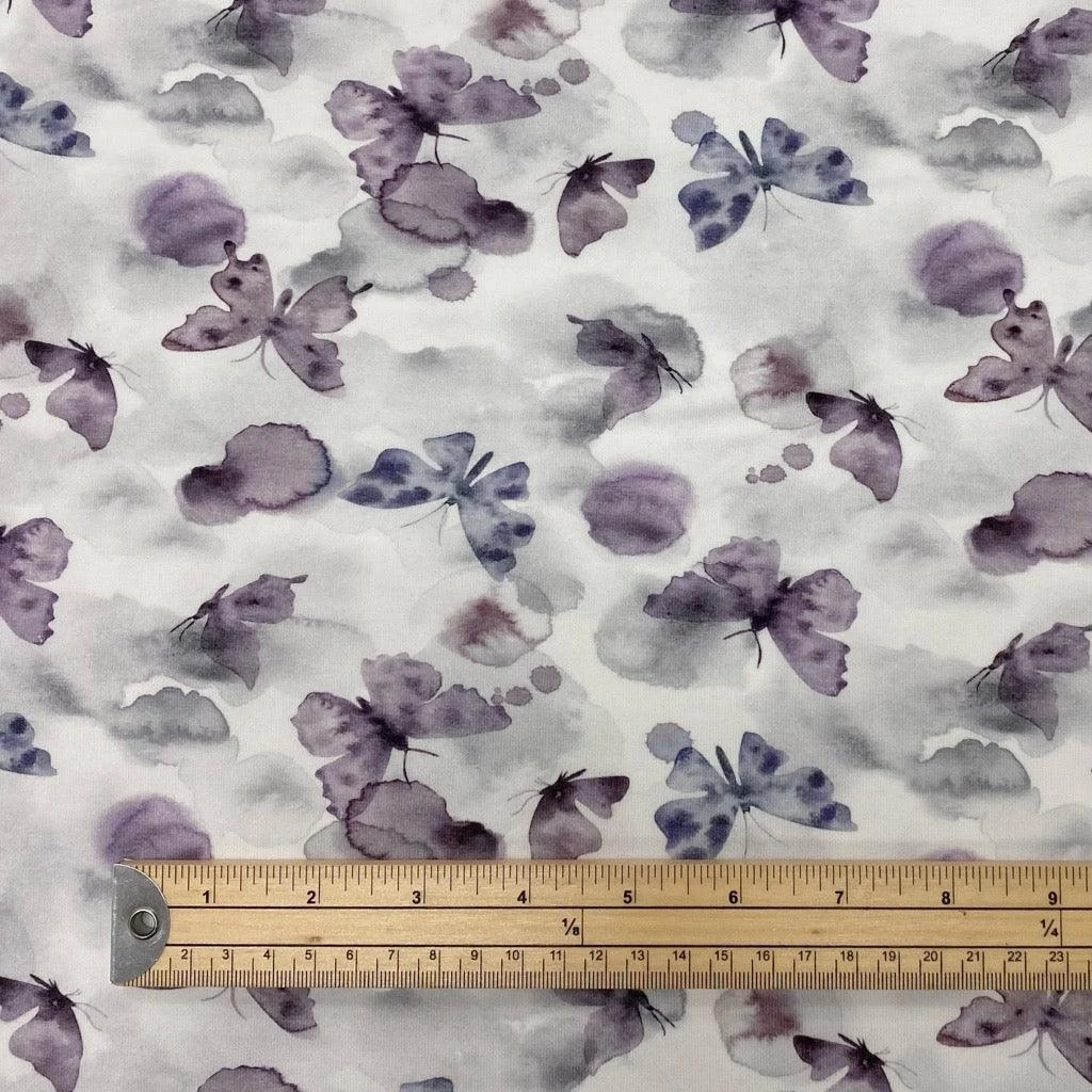 Butterflies On White Organic Cotton Jersey Fabric 2 Butterflies On White Organic Cotton Jersey Fabric - Image 2