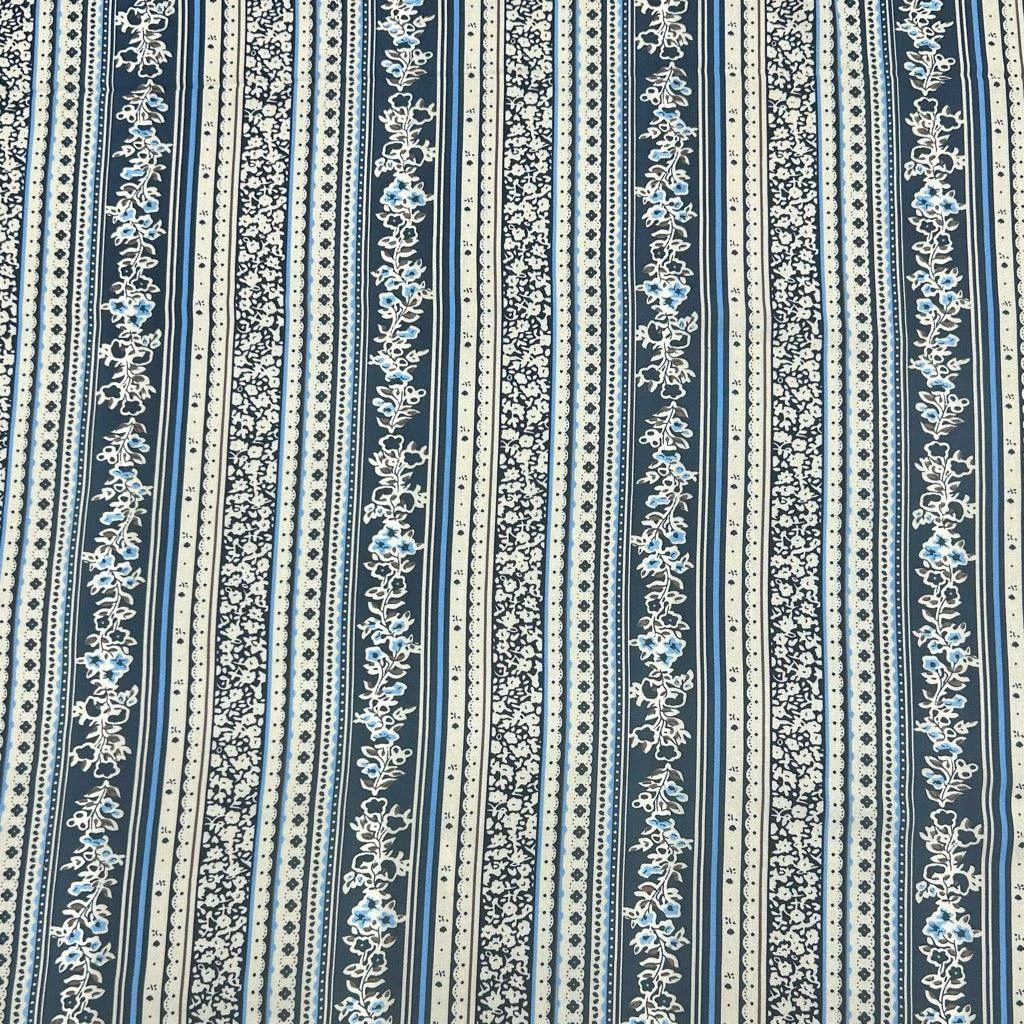 Floral Stripes Viscose Challis Fabric 5 Floral Stripes Viscose Challis Fabric - Image 5