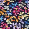Leafy Garden On Black Viscose Challis Fabric
