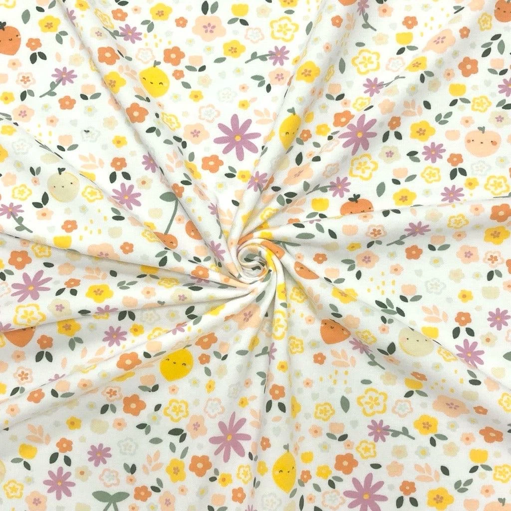 Cute Fruits And Flowers Organic Sweatshirt Fabric 3 Cute Fruits And Flowers Organic Sweatshirt Fabric - Image 3