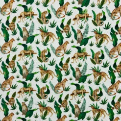 Leafy Leopards Cotton Poplin Fabric