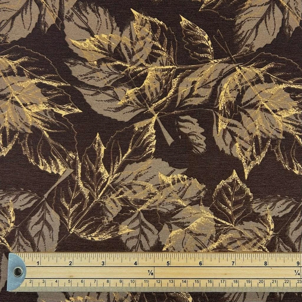 Brown Leaves Polyester Crepe Fabric 2 Brown Leaves Polyester Crepe Fabric - Image 2