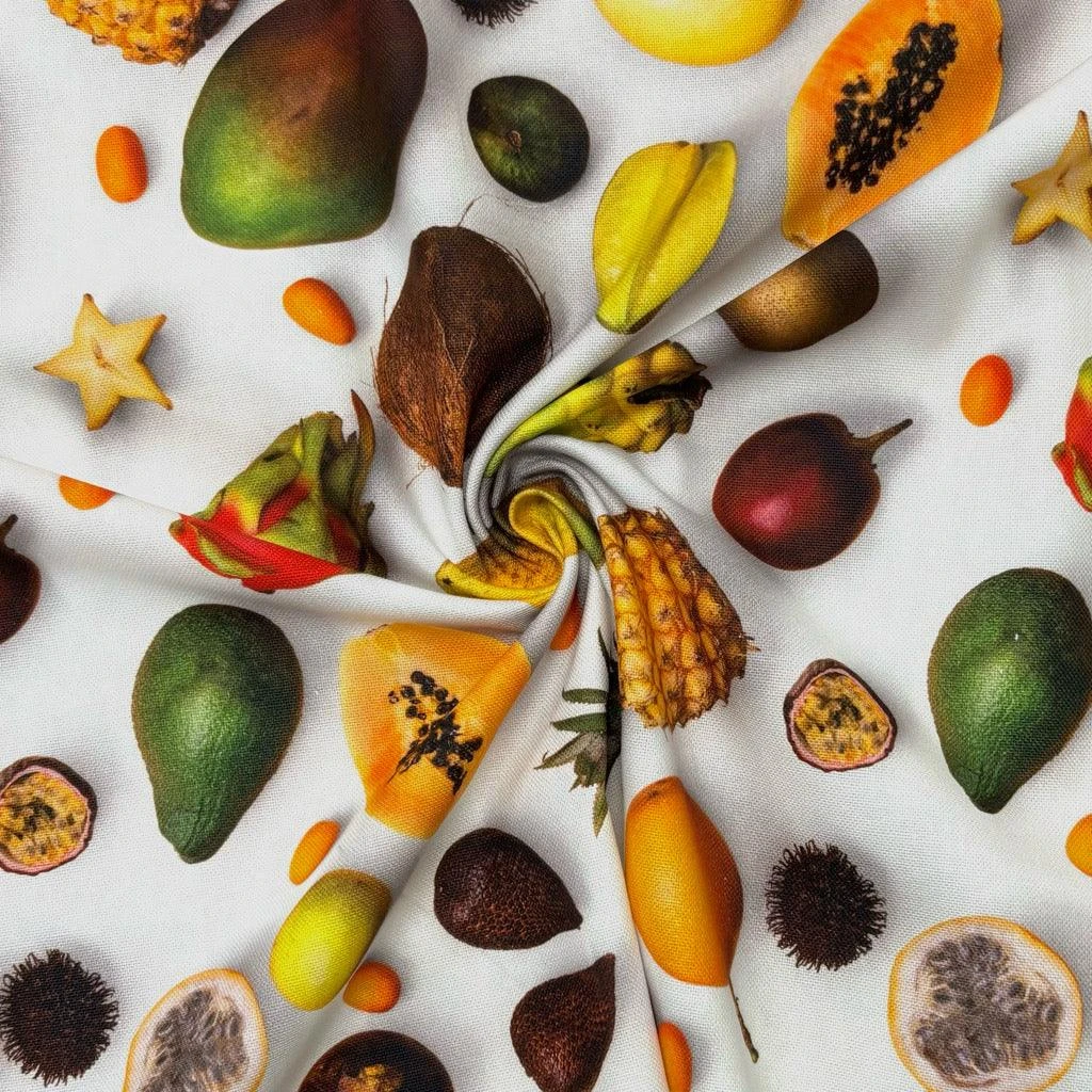 Tropical Fruits Cotton Canvas Fabric 4 Tropical Fruits Cotton Canvas Fabric - Image 4