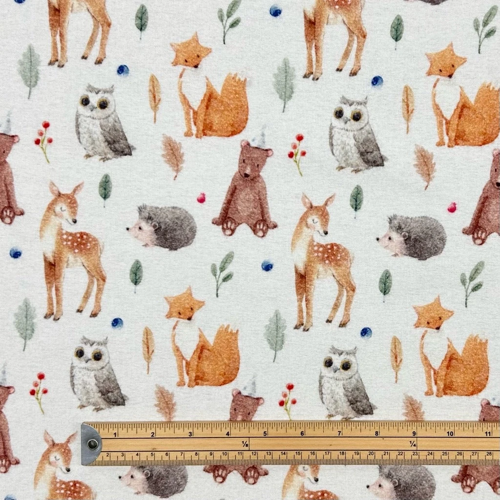 Woodland Animals Brushed Cotton Fabric 2 Woodland Animals Brushed Cotton Fabric - Image 2