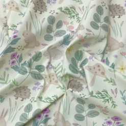 Floral Animal Garden On Ivory Raincoat Fabric