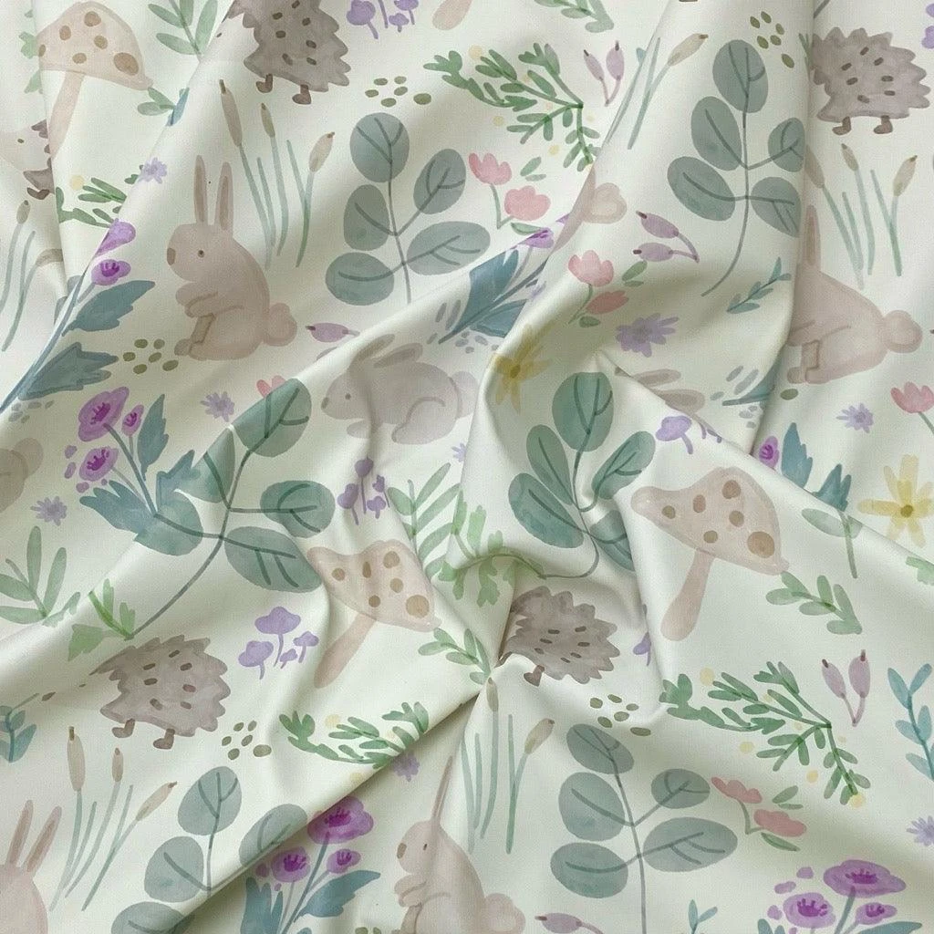 Floral Animal Garden On Ivory Raincoat Fabric 1 Floral Animal Garden On Ivory Raincoat Fabric