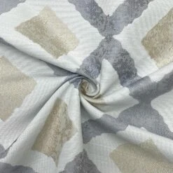 Grey And Beige Diamonds Upholstery Fabric