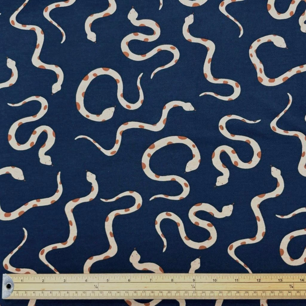 Snakes Cotton Jersey Fabric 2 Snakes Cotton Jersey Fabric - Image 2