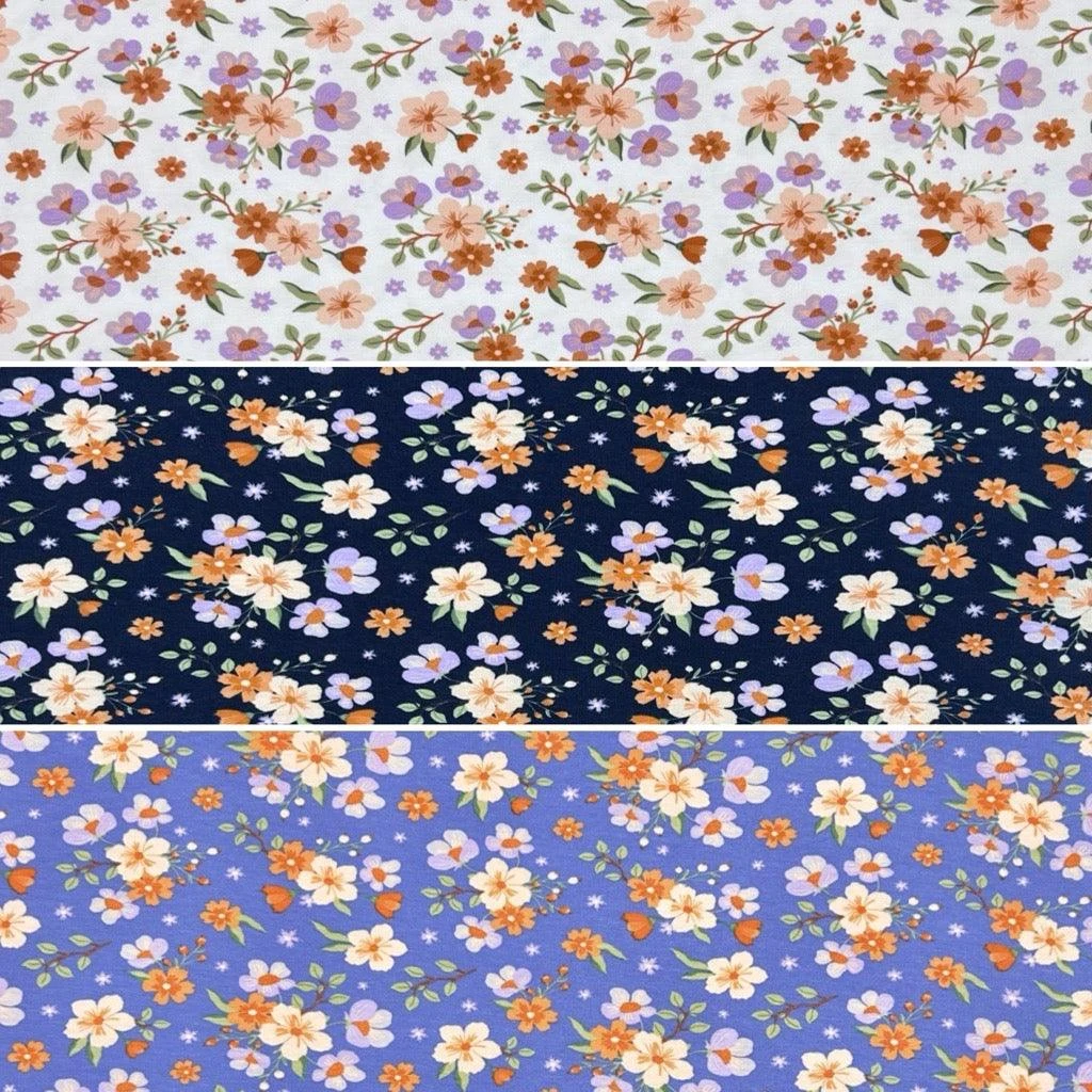 Simple Flower Bunches Organic Cotton Jersey Fabric 1 Simple Flower Bunches Organic Cotton Jersey Fabric
