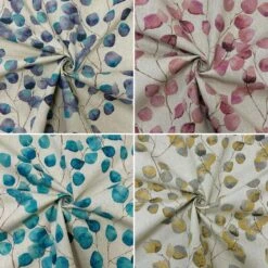 Watercolour Leaves Digital Linen Look Polycotton Fabric