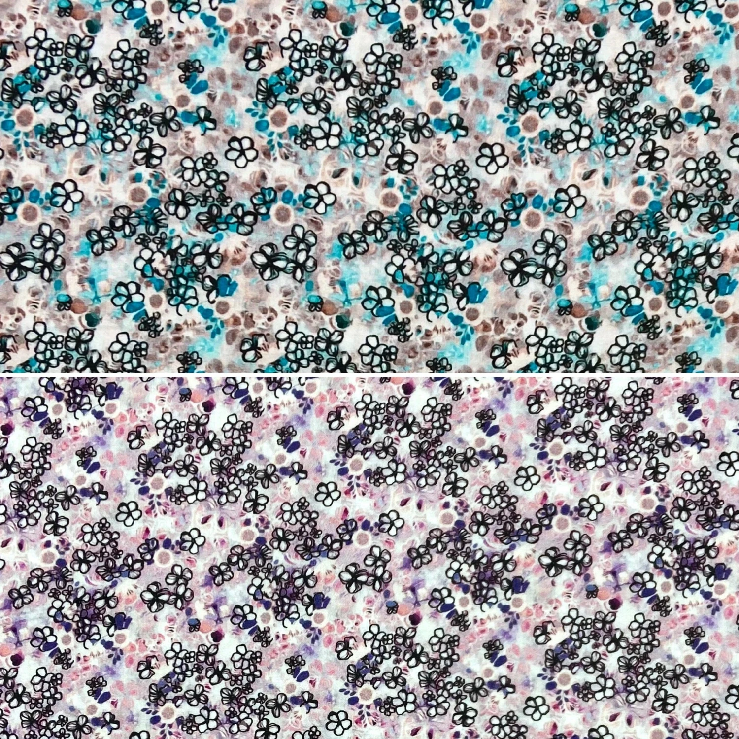 Ink Blossom Cotton Satin Fabric 1 Ink Blossom Cotton Satin Fabric