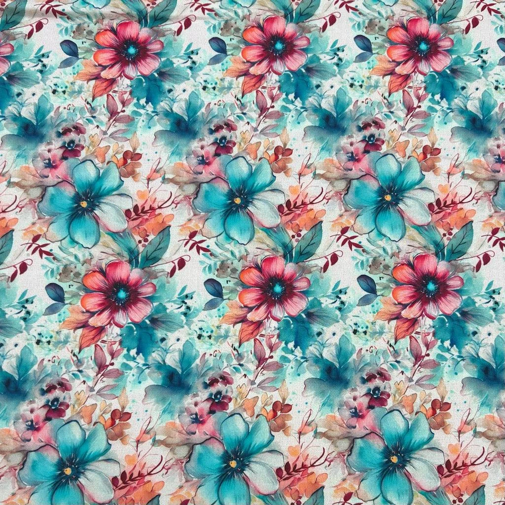 Warm Floral Viscose Challis Fabric 1 Warm Floral Viscose Challis Fabric