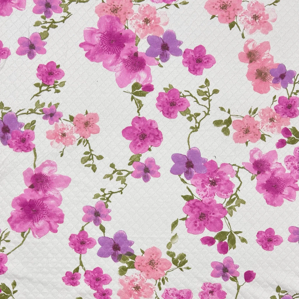 Purple Floral Quilted Cotton Fabric 1 Purple Floral Quilted Cotton Fabric