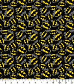 Overlapped Batman Logos Cotton Fabric
