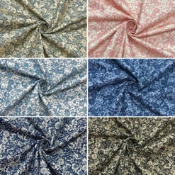 Busy Floral Rose & Hubble Cotton Poplin Fabric