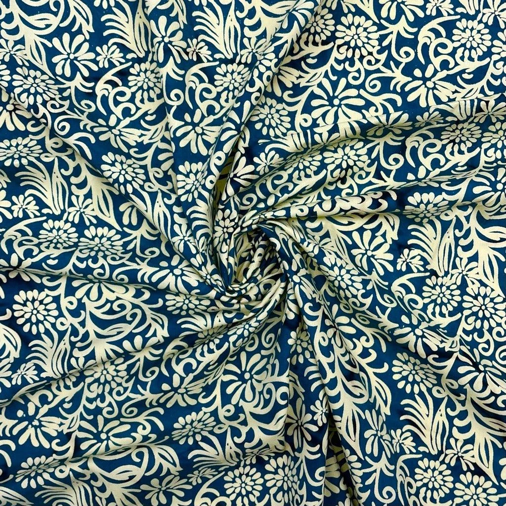 Floral Swirls Cotton Batik Fabric 3 Floral Swirls Cotton Batik Fabric - Image 3