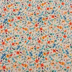 Flower Garden On Beige Bamboo Jersey Fabric