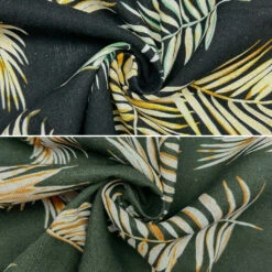 Palm Leaves Viscose Linen Fabric