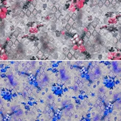 Rose Garden Digital Embroidered Polycotton Fabric