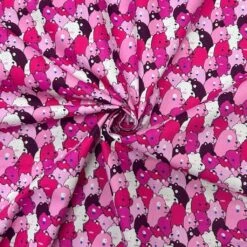 Pink Cartoon Bears Rose & Hubble Cotton Poplin Fabric
