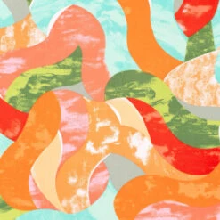 Colourful Waves Bamboo Poplin Fabric