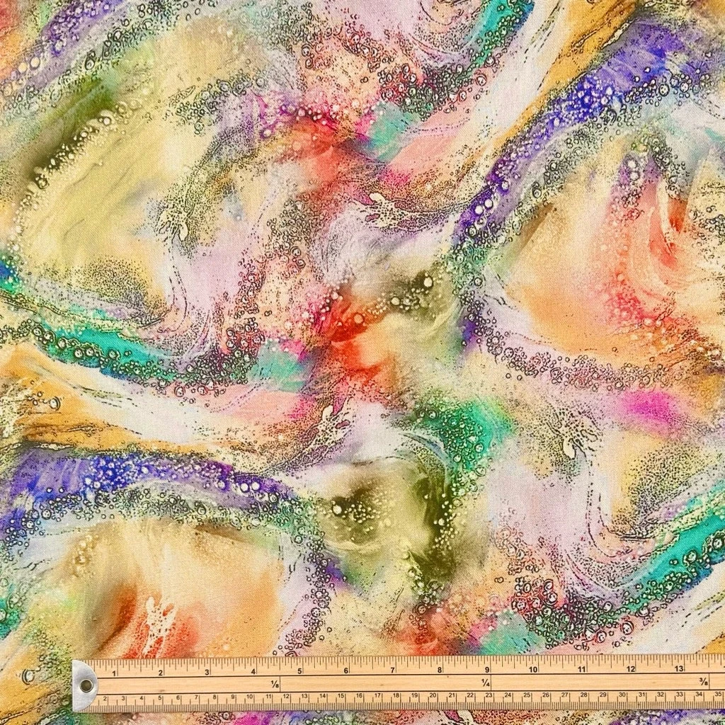 Colourful Waves Linen Blend Fabric 2 Colourful Waves Linen Blend Fabric - Image 2