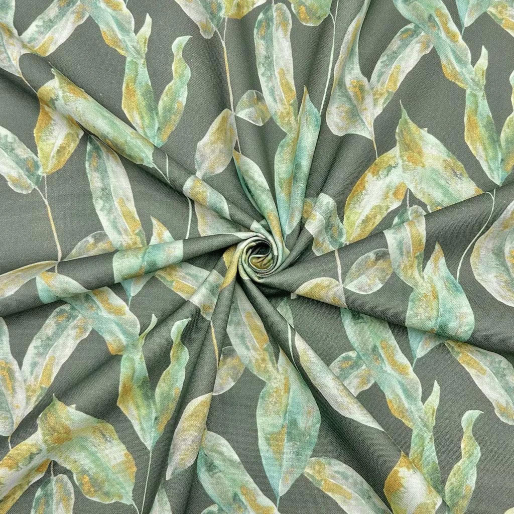 Green Leaves Cotton Canvas Fabric 3 Green Leaves Cotton Canvas Fabric - Image 3