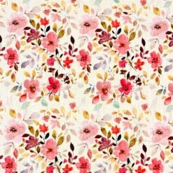 Autumn Floral Linen Blend Fabric